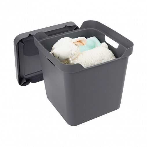 Ящик универсальный с крышкой Econova Luxe, 286 x 286 x 286 мм, 18 л, серый фото