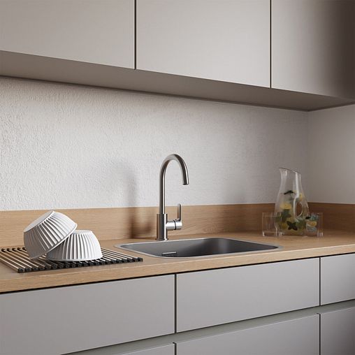 Смеситель для кухни IDDIS Cuba, никель матовый фото