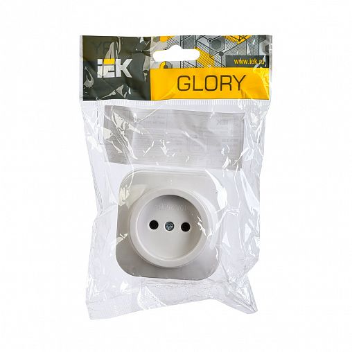 Розетка накладная IEK Glory, без заземления, 10 А, 250 В, IP20, белая фото