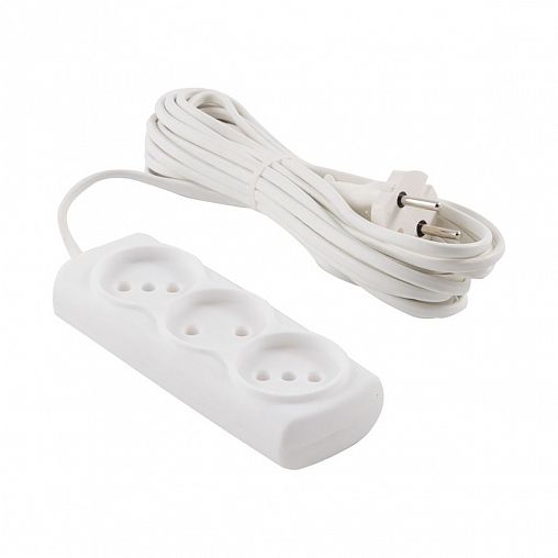 Удлинитель Engy Эконом, ШВВП 2 x 0,75 мм, 3 розетки, 7 м, белый фото