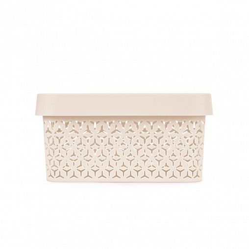 Корзина для хранения Альтернатива Элемент, с крышкой, 27 x 18,5 x 13,5 см, бежевая фото