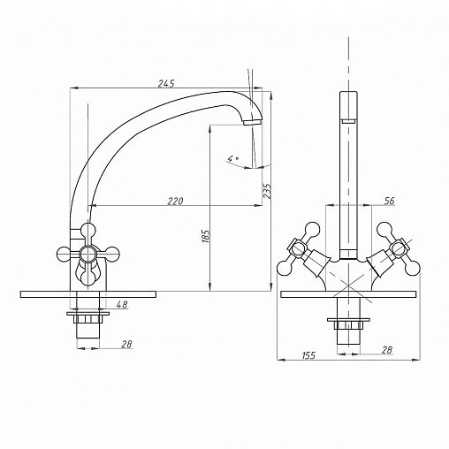 Смеситель для кухни Fauzt FZs-293-32, двухвентильный, хром фото
