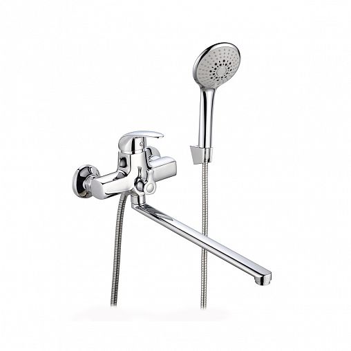 Смеситель для ванны с душем Профсан Плюс ПСМ-777-037, с длинным изливом, однорычажный, хром фото