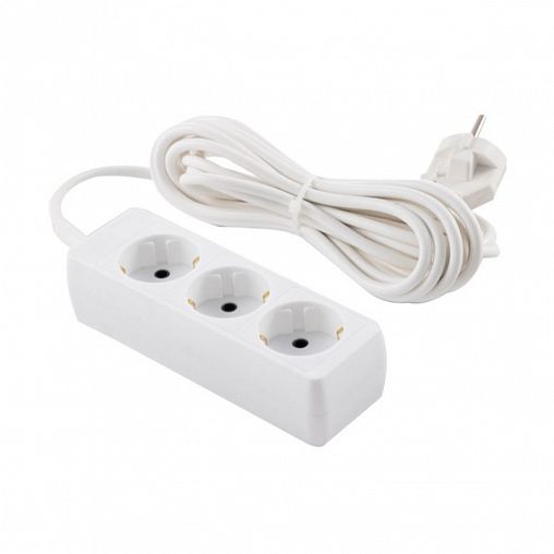 Удлинитель Engy Гранд, ПВС 3 x 0,75 мм, с заземлением, 3 розетки, 3 м, белый фото