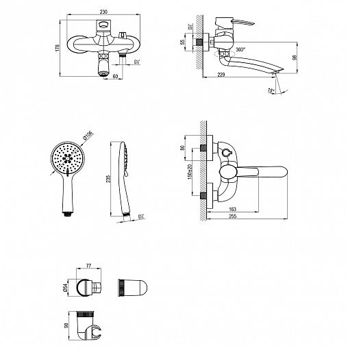 Смеситель для ванны Lemark Atlantiss LM3214C, однорычажный, хром фото