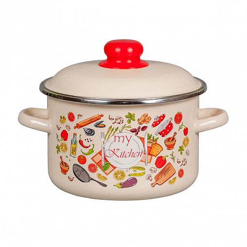 Кастрюля эмалированная СтальЭмаль Моя кухня с крышкой, 4 л фото