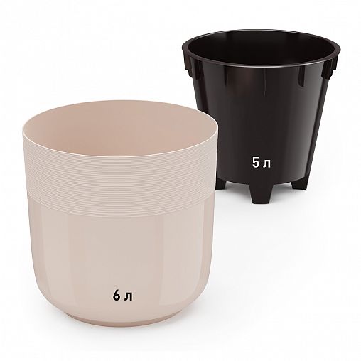 Горшок для цветов Альтернатива Линель, с автополивом, 6 л, бежевый фото