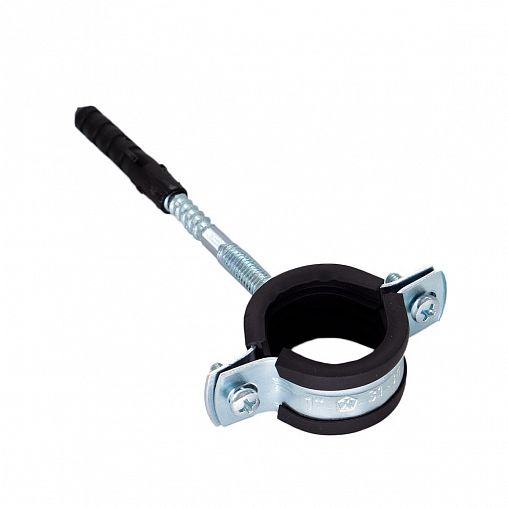 Хомут металлорезиновый CTM, с шурупом и дюбелем, 75 - 80 мм, 2 1/2" фото