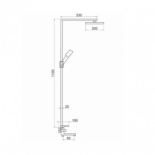 Душевая система с тропическим душем Fauzt FZS-305, со смесителем, хром фото