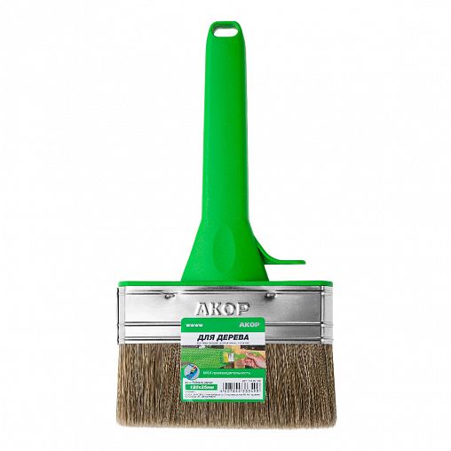 Кисть плоская для дерева Акор Мастер, смешанная щетина, пластиковая ручка, 120 x 25 мм фото