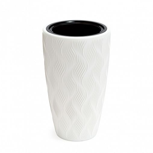 Кашпо напольное Альтернатива Флэйм, со вставкой, 42 л, белое фото