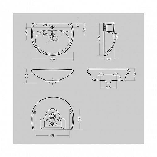 Раковина Sanita Виктория 60 ВКС, 61,6 x 46,5 x 21,5 см, белая фото