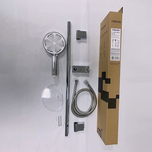 Душевой комплект Milardo Ideal Spa (стойка, лейка, шланг, держатель, мыльница), хром фото