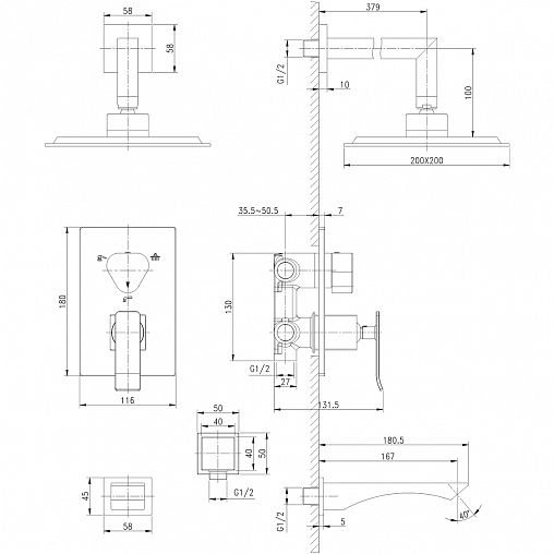 Душевая система Lemark Contest LM5822CW, встраиваемая, однорычажная, белый/хром фото