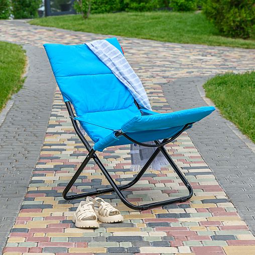 Кресло-шезлонг складное Haushalt, h сиденья 30 см, синее фото