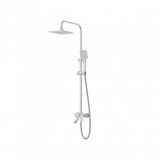Душевая система Frud R24001 (стойка, тропический душ, лейка, шланг, смеситель), серебро фото