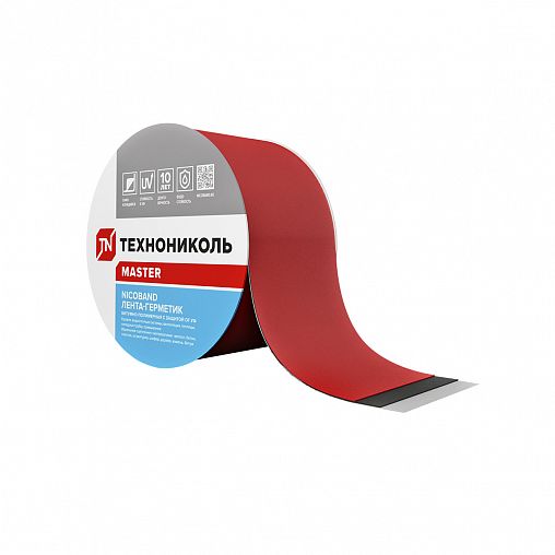 Лента-герметик самоклеящаяся Технониколь Nicoband, битумно-полимерная, 10 м x 10 см, красная фото