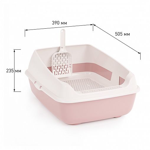 Набор для кошек Альтернатива Лекси, лоток с высоким бортом, сеткой и совком, розовый фото