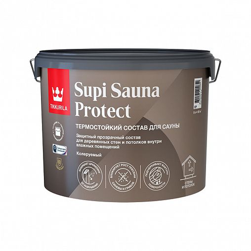 Защитный состав для саун Tikkurila Supi Sauna Protect (Супи Сауна Протект), база EP, 9 л фото