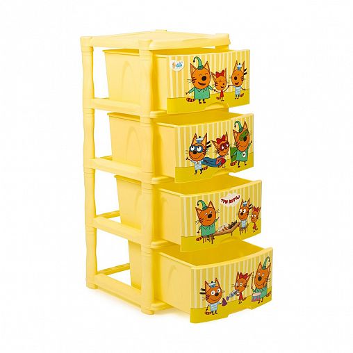 Комод детский четырехсекционный Plast Team Baby Три кота, 50 x 41,5 x 55,5 см фото