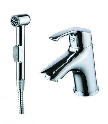 Смеситель для раковины и биде Lemark Plus Strike LM1116C, с гигиеническим душем, однорычажный, хром фото