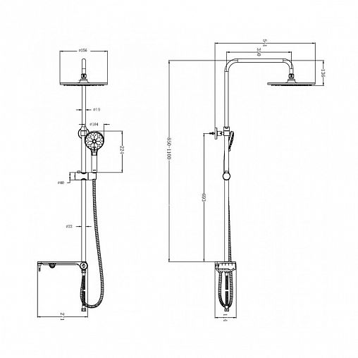 Душевой комплект Lemark LM8810C (стойка, тропический душ, лейка, шланг, полочка), хром фото
