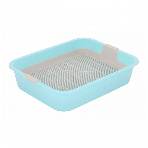 Лоток для животных Альтернатива Мур-Мяу, с сеткой, голубой фото