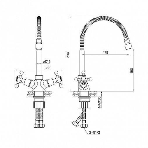 Смеситель для кухни Milardo Duplex, с гибким изливом, хром фото