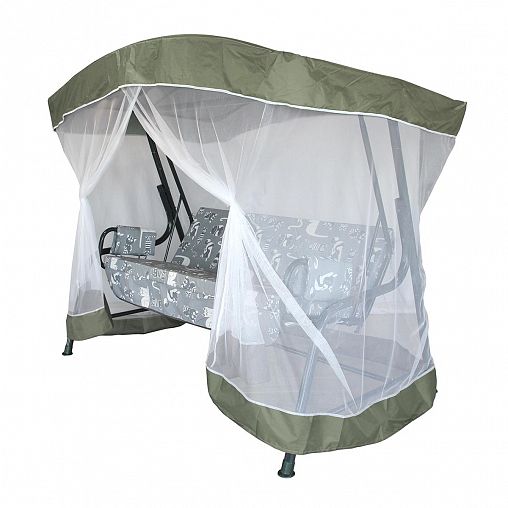 Качели садовые Garden story Ирис, трехместные, 200 x 140 x 176 см, каркас серый фото