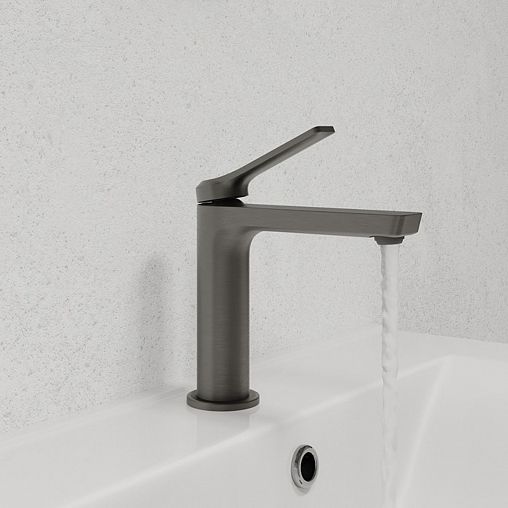 Смеситель для раковины с коротким изливом IDDIS Parker, графит фото