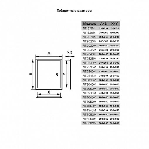 Люк-дверца ревизионная Evecs ЛТ4050М, 460 x 560 мм, с фланцем 400 x 500 мм и ручкой, белая фото