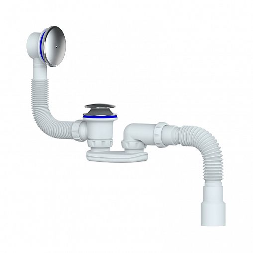 Сифон для ванн Unicorn S122E, easyopen, с переливом, с гофротрубой 400 мм фото