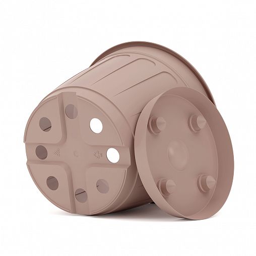 Горшок для цветов Альтернатива Дионис, с поддоном, 1,6 л, бежевый фото