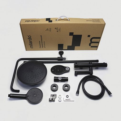 Душевая система с тропическим душем Milardo Ideal Spa ILSBLTHM06, черная матовая фото