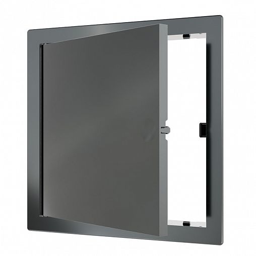 Люк-дверца ревизионная Evecs L1515N gray, пластик, нажимная, с фланцем 150 x 150 мм, 172 x 172 мм фото