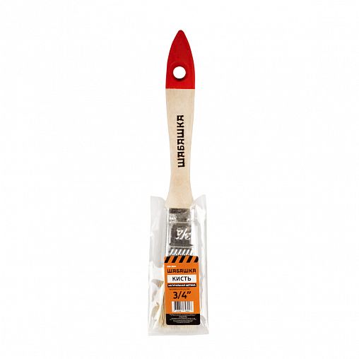 Кисть плоская Шабашка №0,75, натуральная щетина, деревянная ручка, 20 мм фото