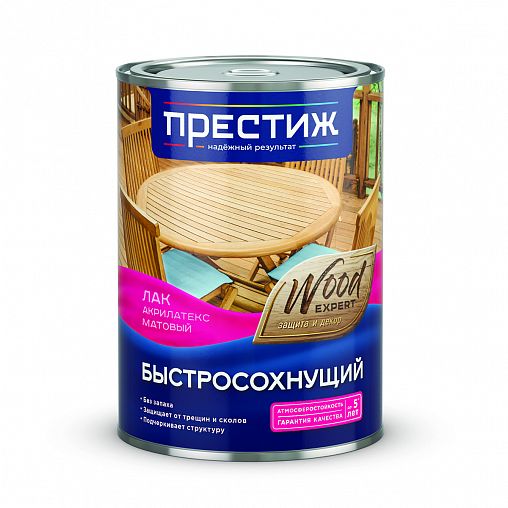 Лак быстросохнущий Престиж Акрилатекс, матовый, 0,9 л фото