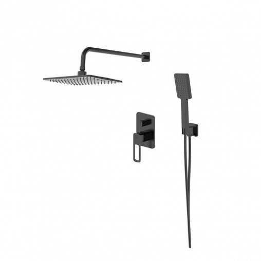 Встраиваемая душевая система с тропическим душем IDDIS Slide, черная матовая фото