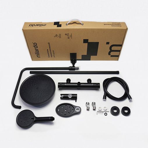 Душевая система с тропическим душем Milardo Ideal Spa, черная матовая фото