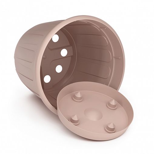 Горшок для цветов Альтернатива Дионис, с поддоном, 1,6 л, бежевый фото