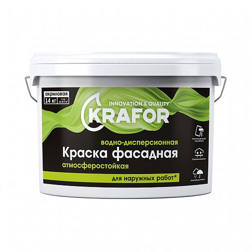 Краска водно-дисперсионная фасадная Krafor, 14 кг, белая цена - купить ...