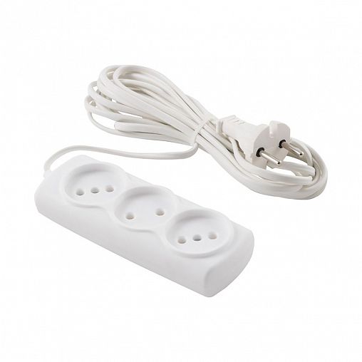 Удлинитель Engy Эконом, ШВВП 2 x 0,75 мм, 3 розетки, 5 м, белый фото