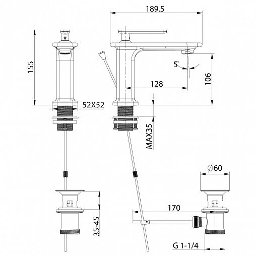 Смеситель для раковины с коротким изливом Lemark Mista LM6406WG, однорычажный, белый/золото фото
