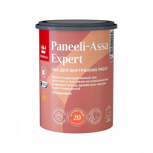 Лак для дерева Tikkurila Paneeli-Assa Expert (Панели-Ясся), акрилатный, полуматовый, база EP, 0,9 л фото