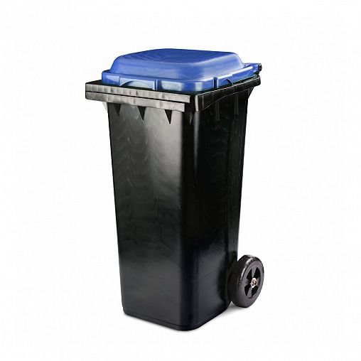Бак для мусора Альтернатива, на колесах, 120 л, черно-синий фото