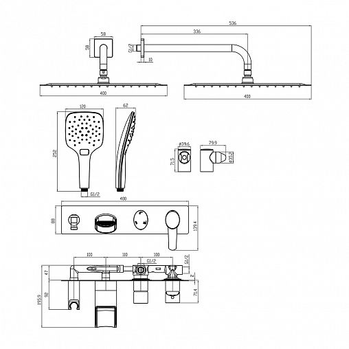 Душевая система Lemark Atlantiss LM3225C, встраиваемая, однорычажная, хром фото