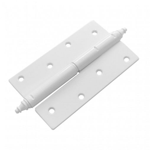 Петля накладная Домарт ПН-120, левая, с фигурным запятником, белая фото