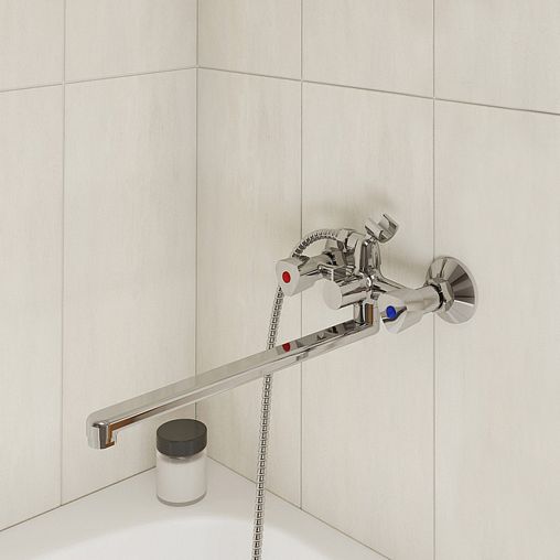 Смеситель для ванны с душем Milardo Tring, с длинным изливом, хром фото