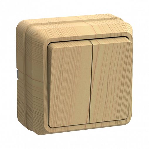 Выключатель двухклавишный накладной IEK Октава ВС20-2-0-ОС, 10 А, сосна фото