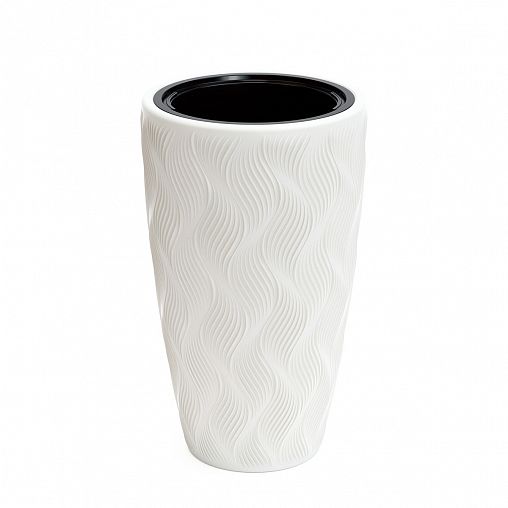 Кашпо напольное Альтернатива Флэйм, со вставкой, 61 л, белое фото